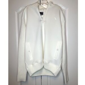 NEW Stone Falcon Jacket Coat Med Full Zip Faux Fur Lined Hood Mid-Length White